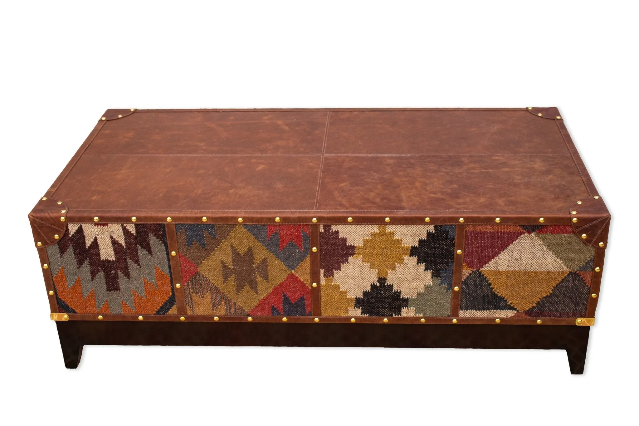 DELHI COFFEE TABLE - KILIM AND LEATHER