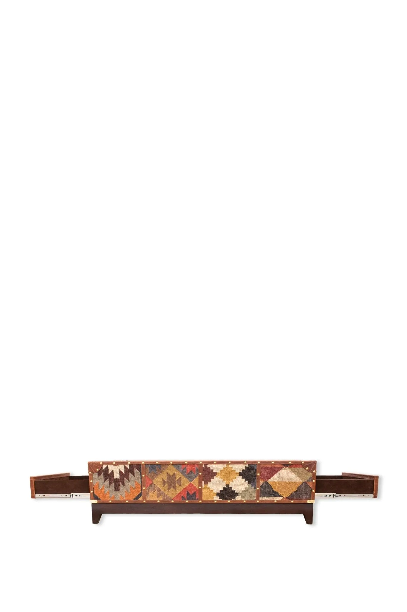 DELHI COFFEE TABLE - KILIM AND LEATHER