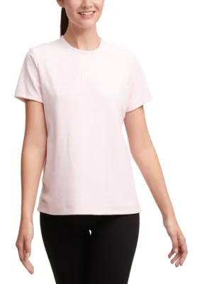 DKNY Sport Women's Soft Plush Velour Logo Crewneck T-Shirt, Pink, M