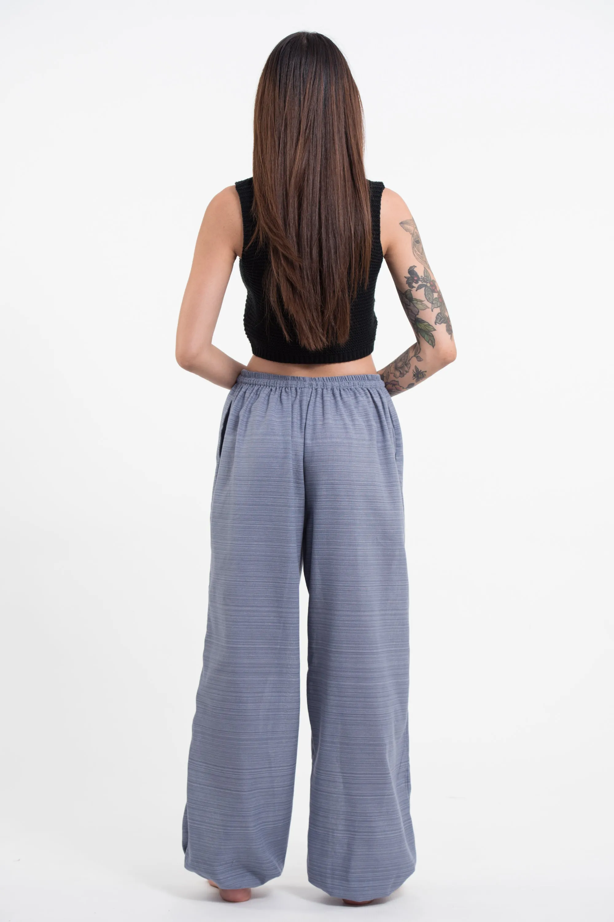 Drawstring Pinstripe Women's Pants in Gray