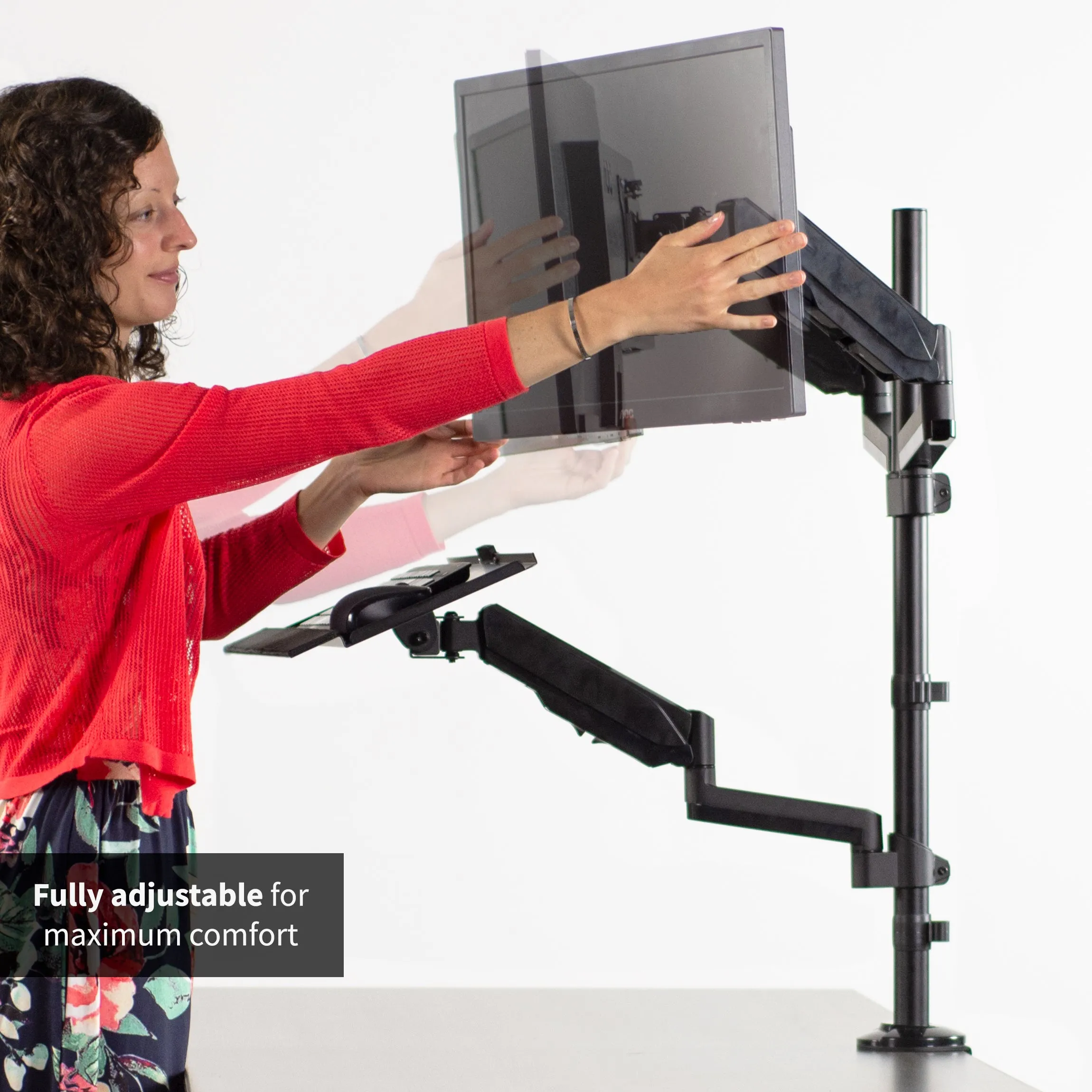 Dual Monitor Sit-Standing Desk Mount Workstation