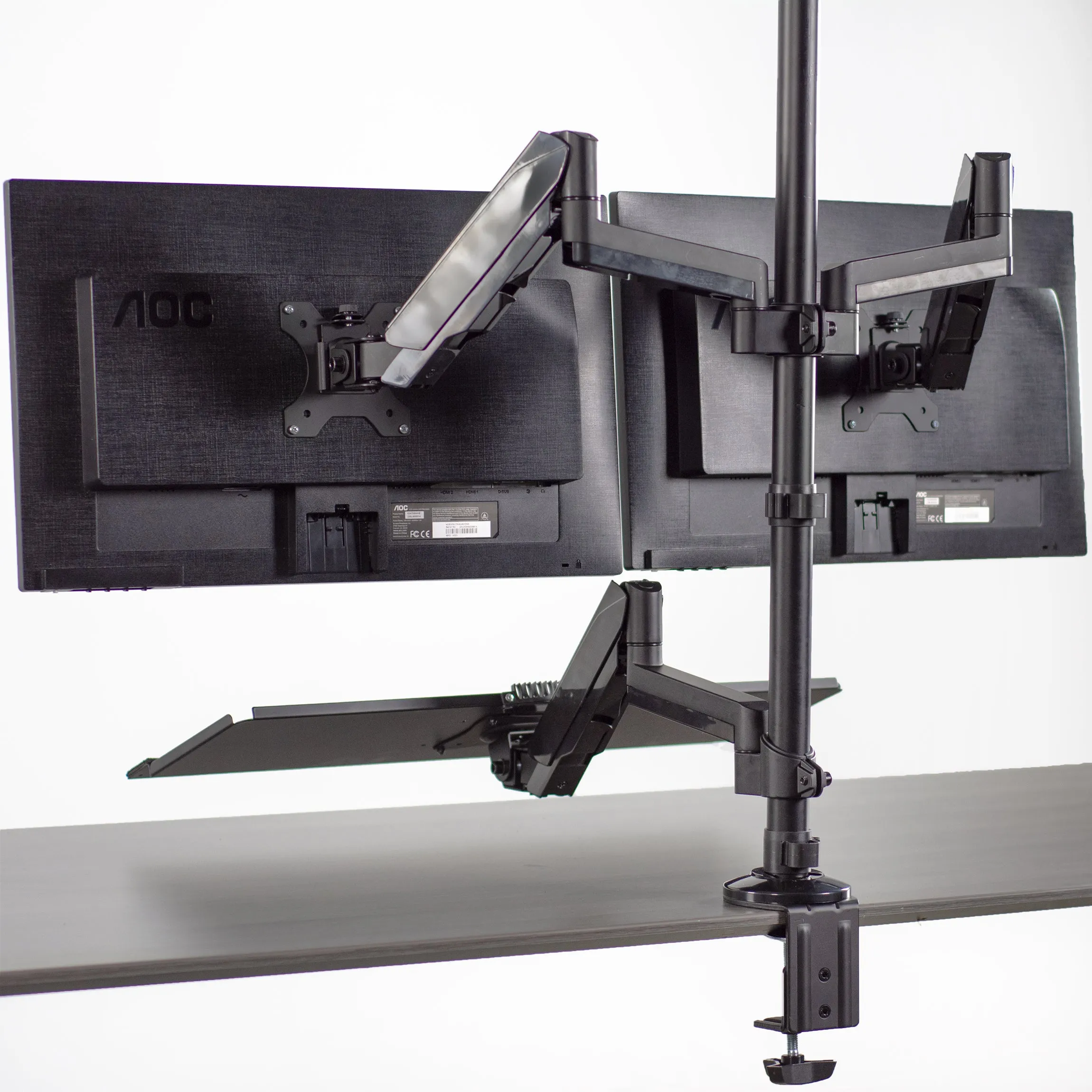 Dual Monitor Sit-Standing Desk Mount Workstation