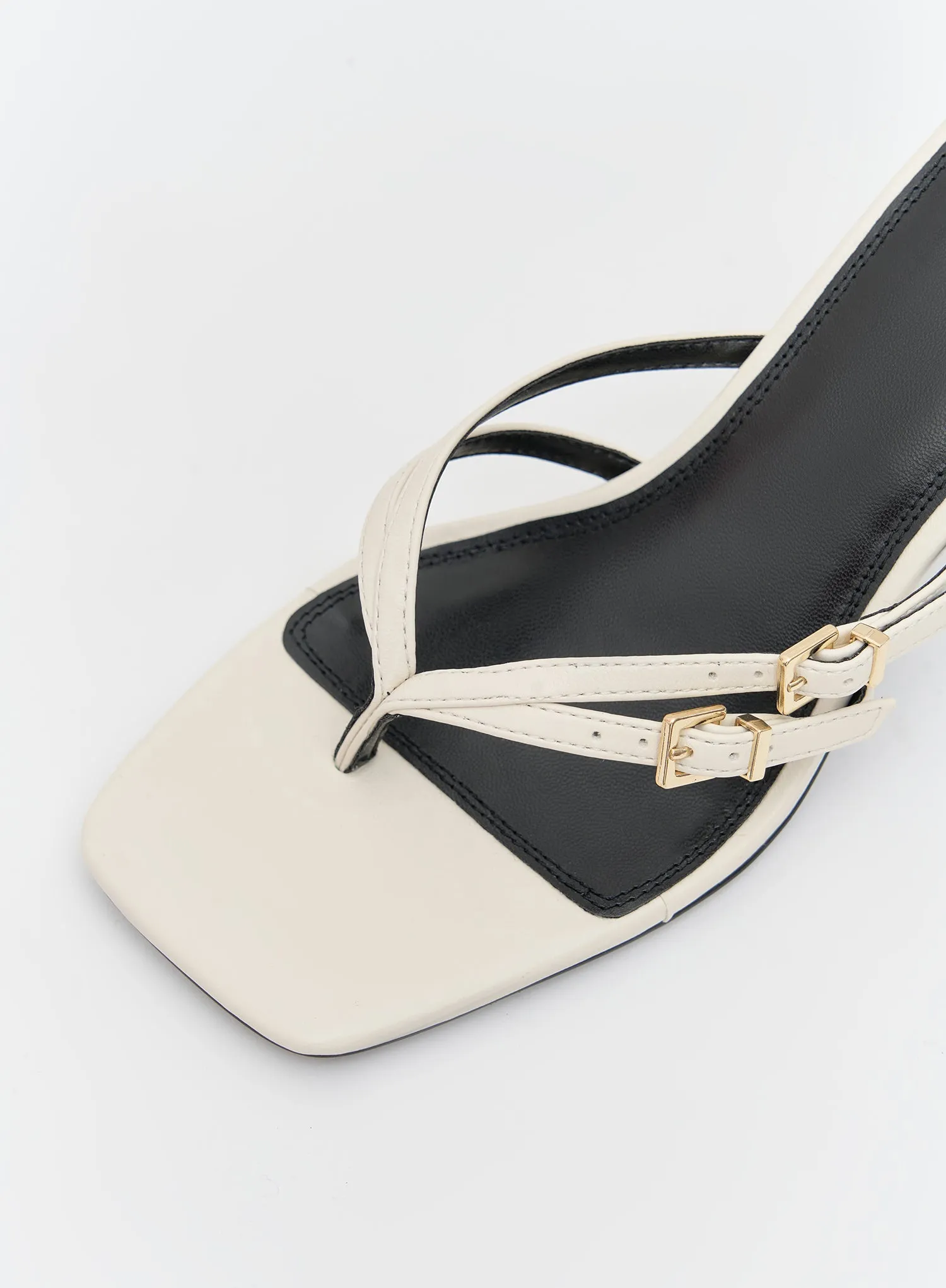 Ecru PU Strappy Heel- Nadia