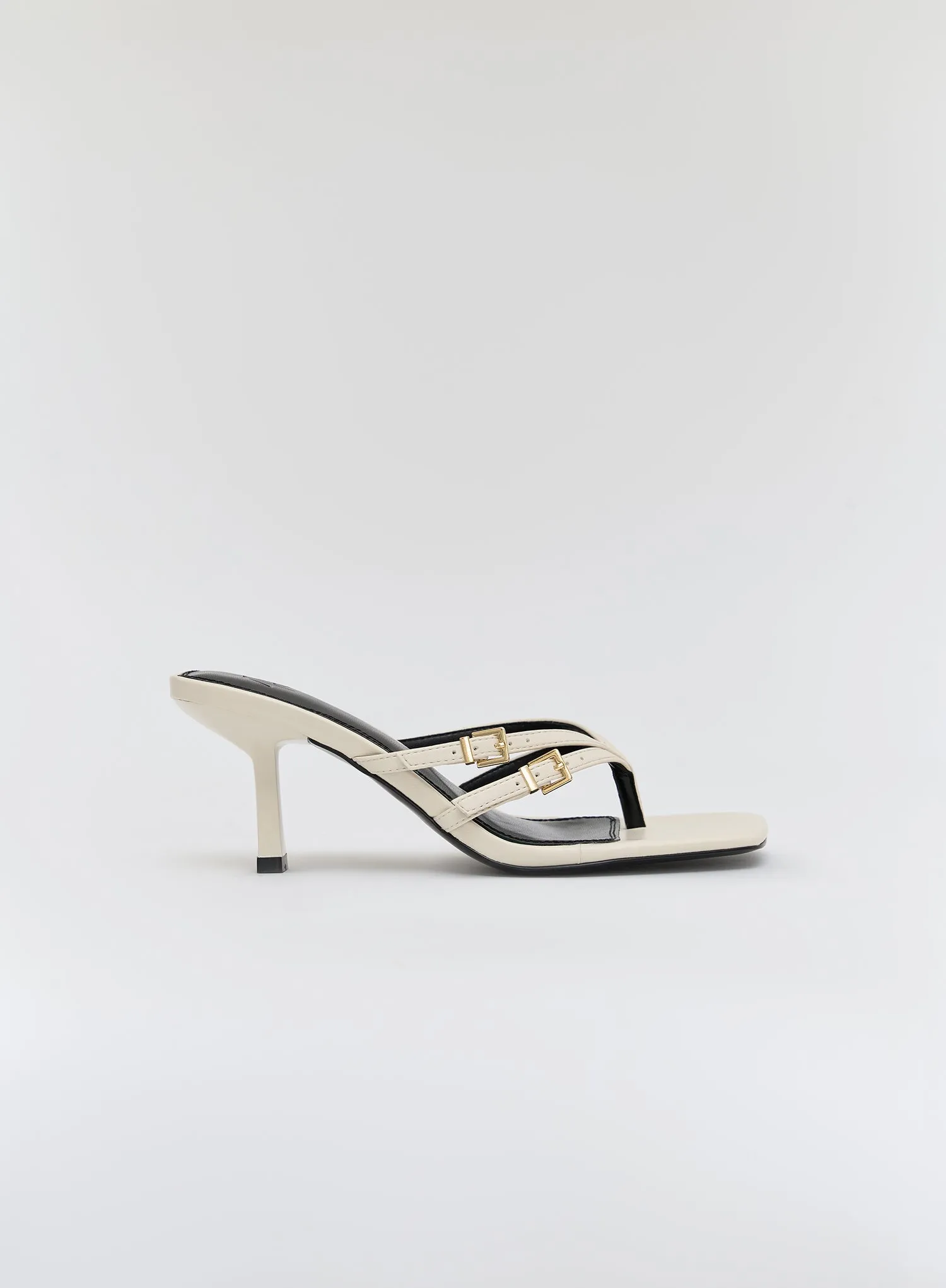 Ecru PU Strappy Heel- Nadia