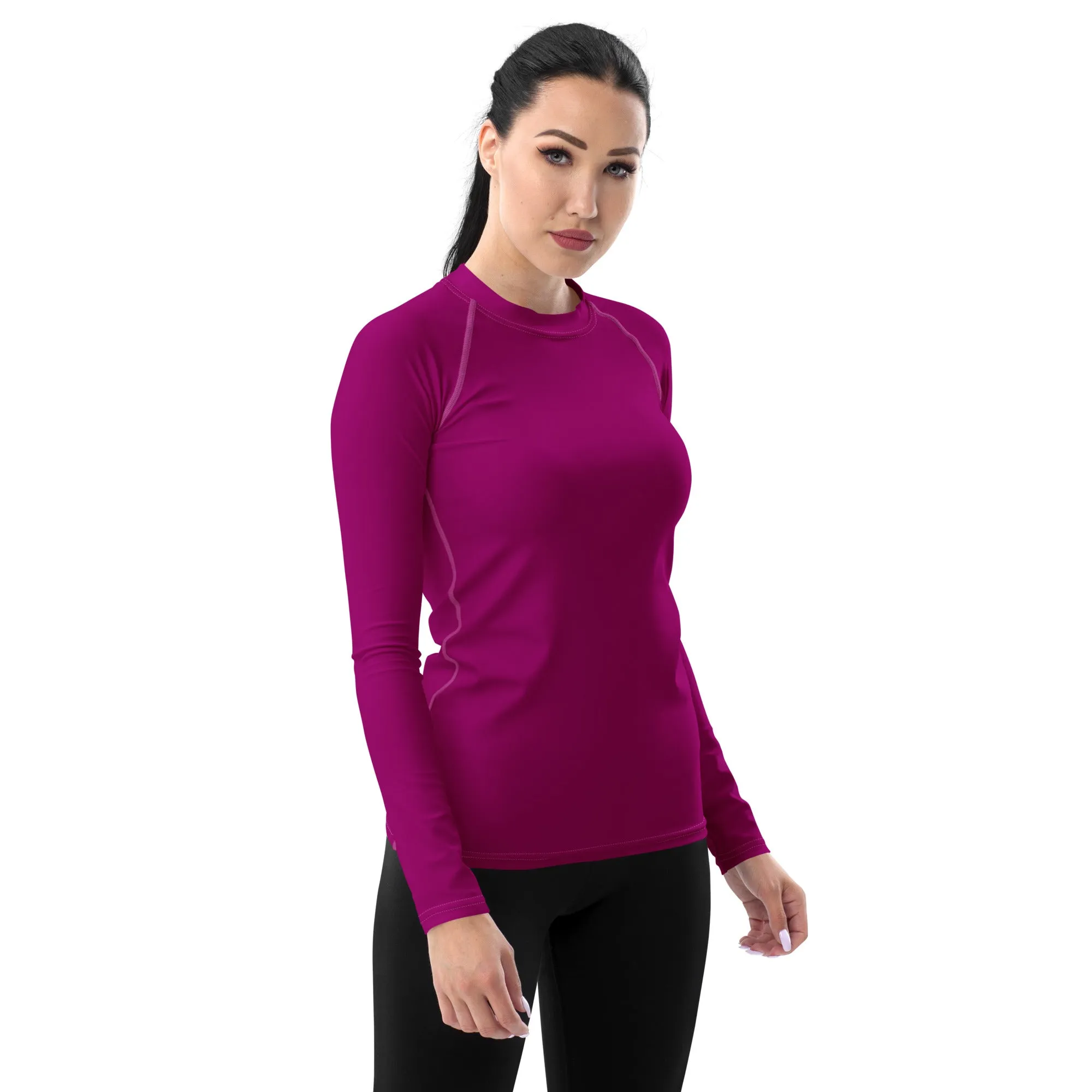 Effortless Chic: Solid Color Rash Guard for Women - Fresh Eggplant