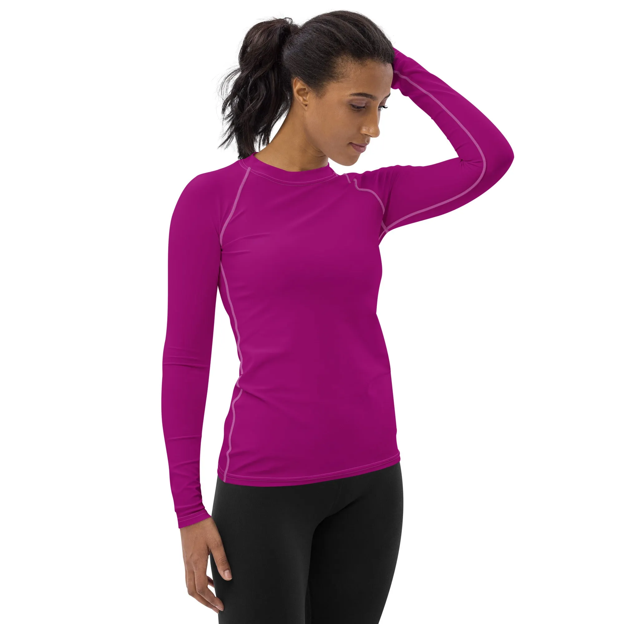 Effortless Chic: Solid Color Rash Guard for Women - Fresh Eggplant