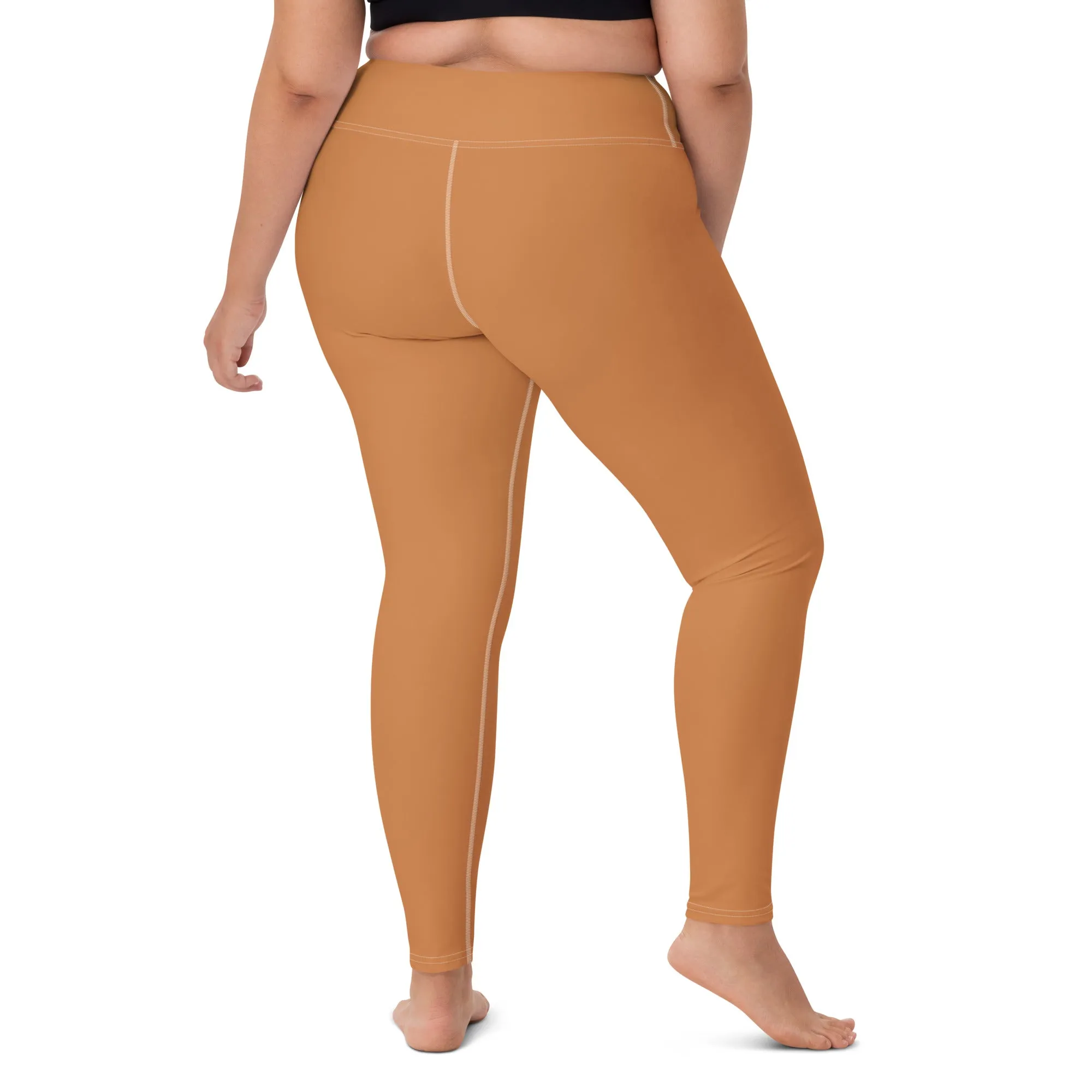 Effortless Movement: Women's Solid Color Yoga Pants - Raw Sienna