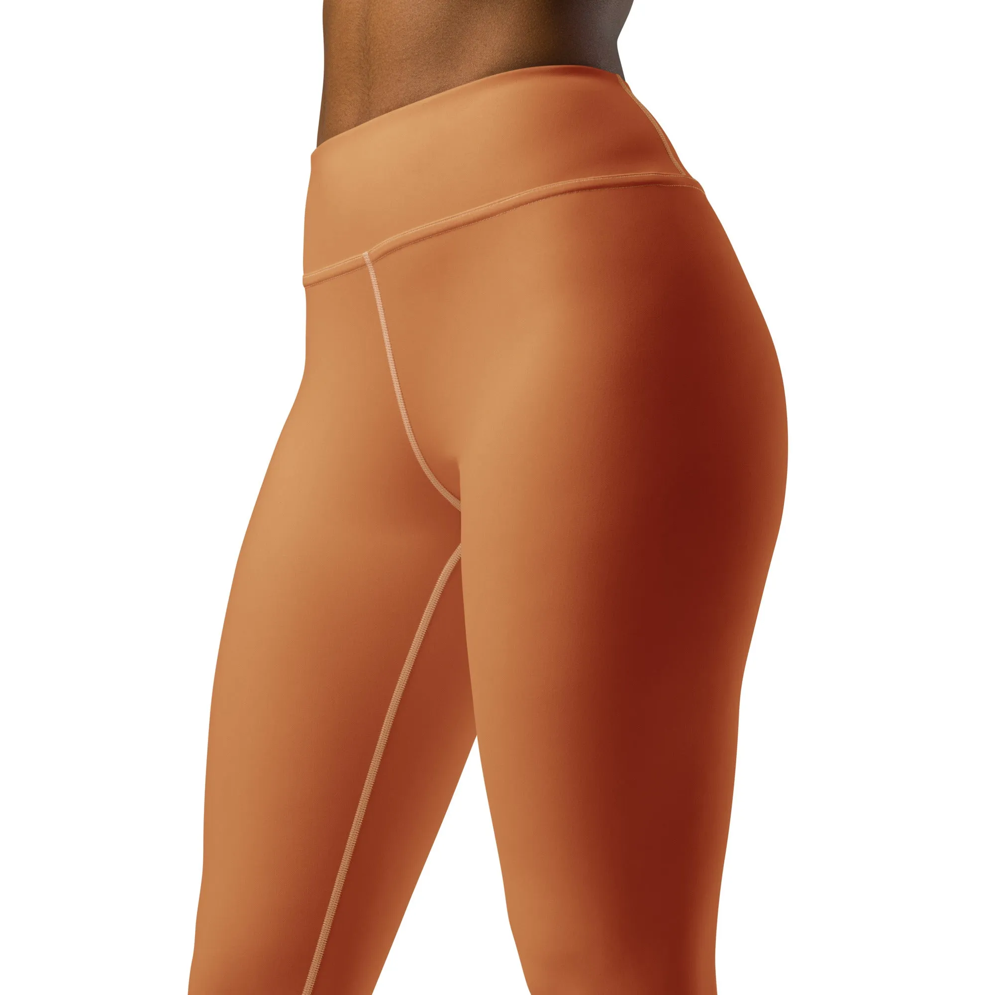 Effortless Movement: Women's Solid Color Yoga Pants - Raw Sienna