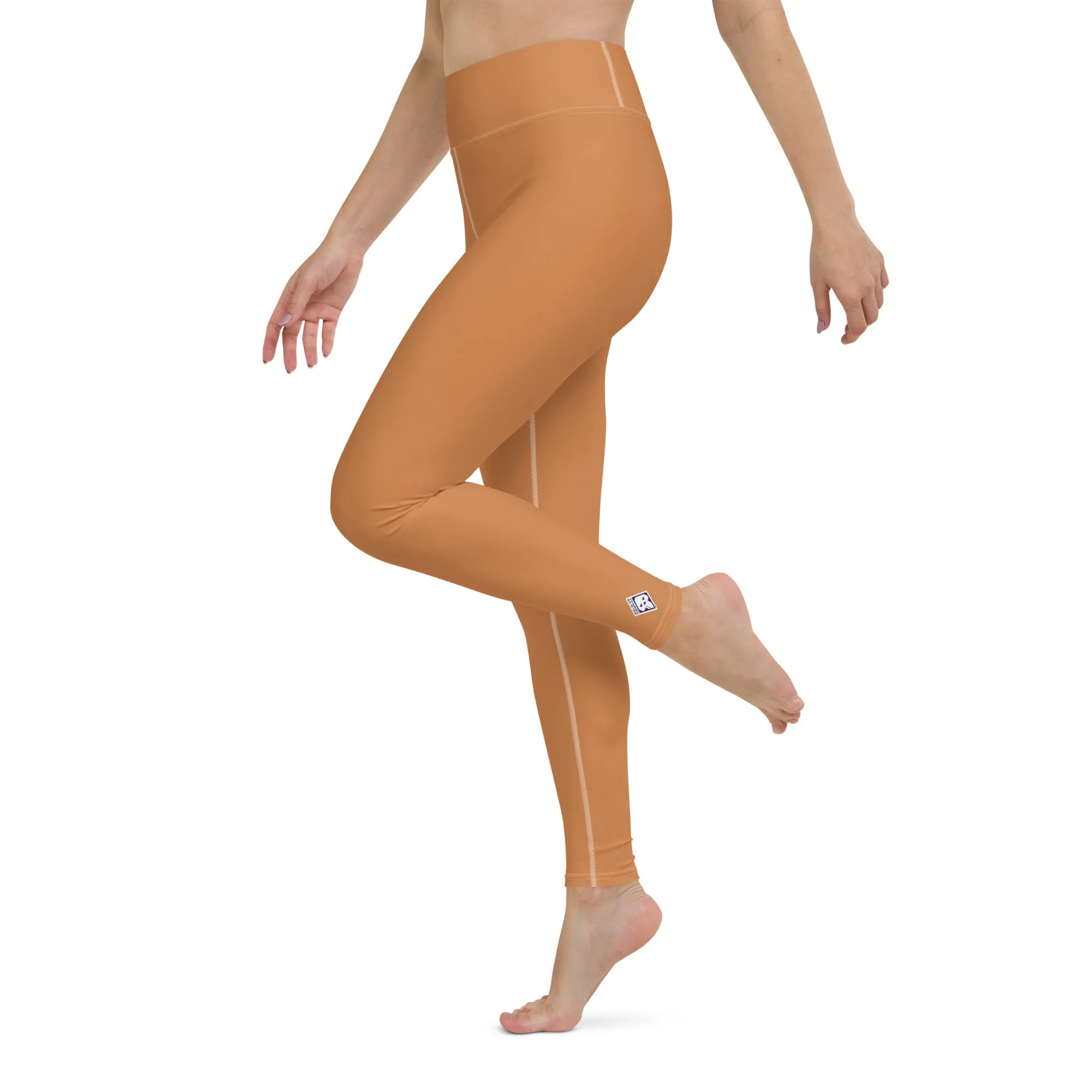 Effortless Movement: Women's Solid Color Yoga Pants - Raw Sienna