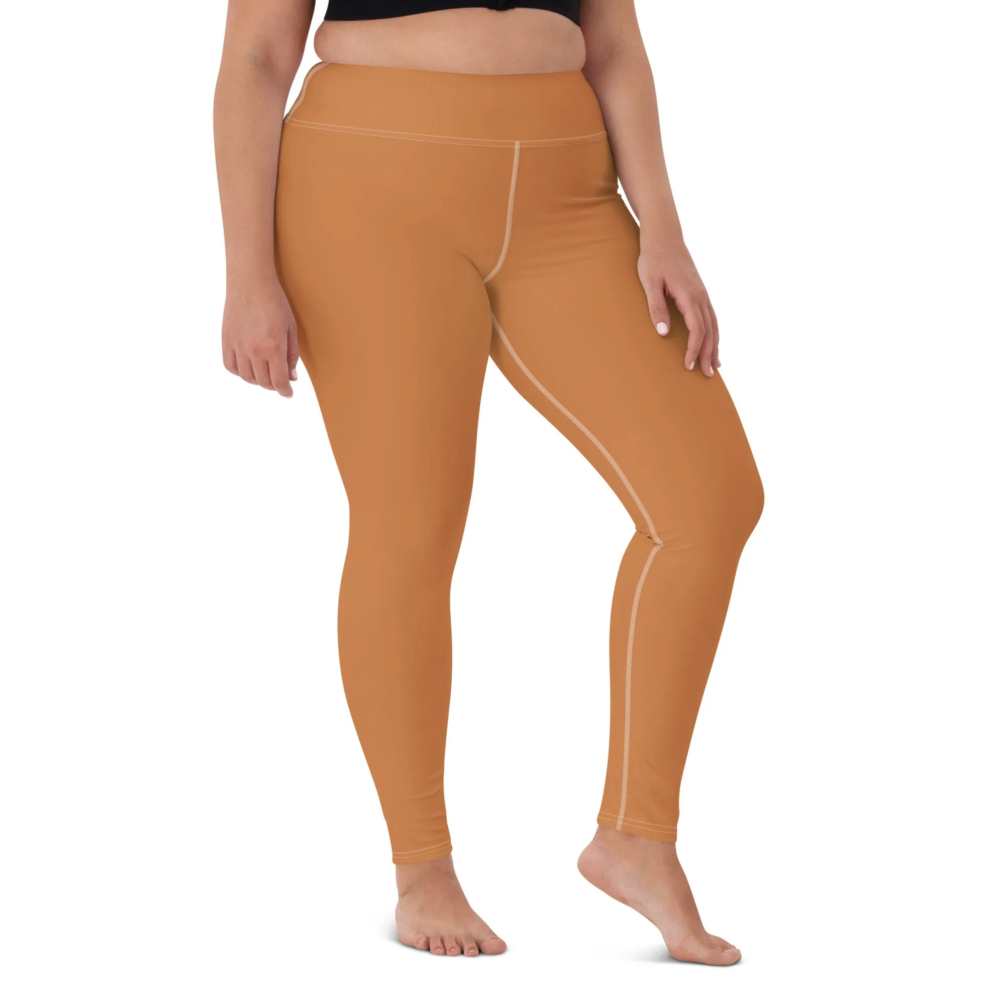 Effortless Movement: Women's Solid Color Yoga Pants - Raw Sienna