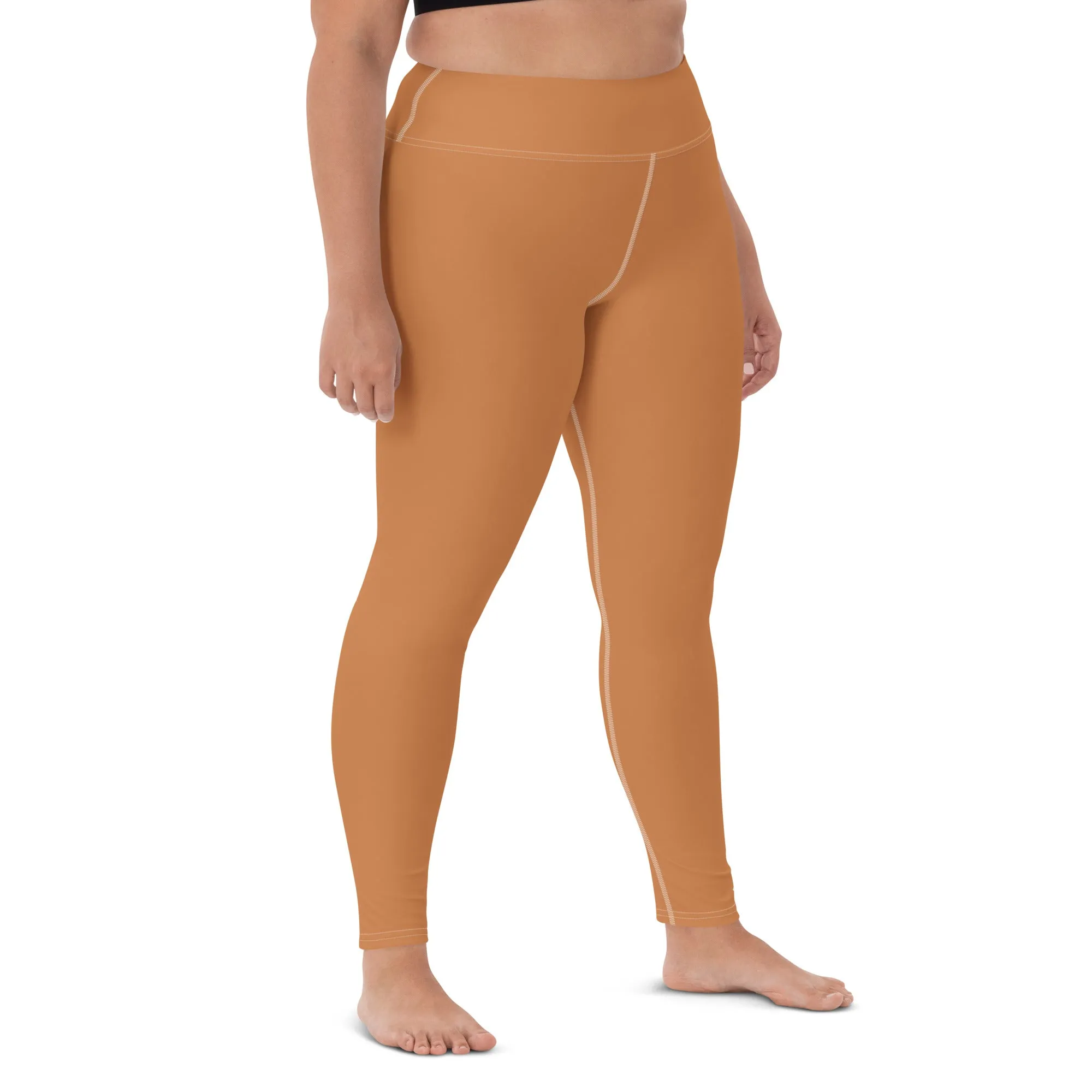 Effortless Movement: Women's Solid Color Yoga Pants - Raw Sienna