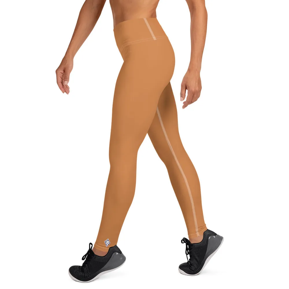 Effortless Movement: Women's Solid Color Yoga Pants - Raw Sienna