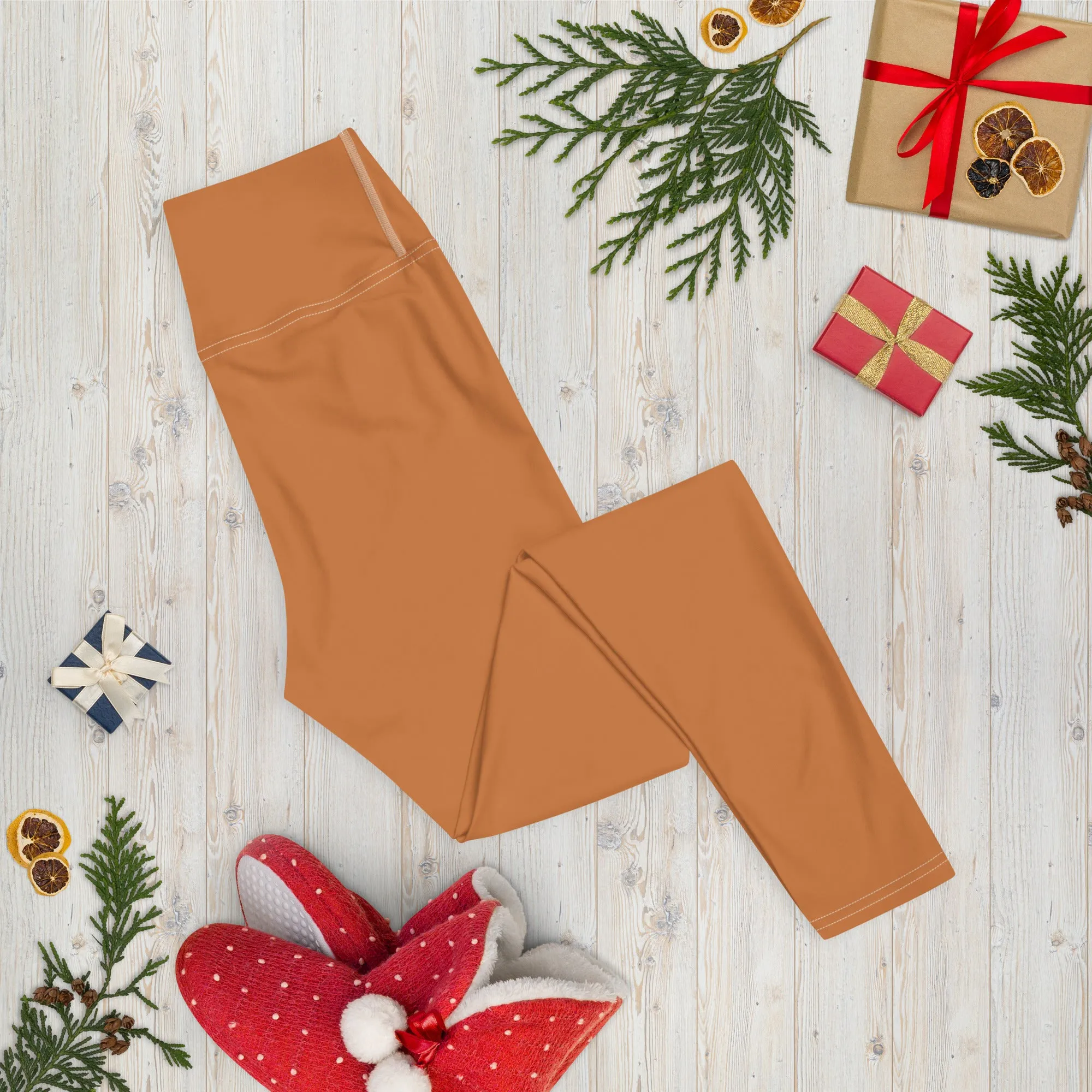 Effortless Movement: Women's Solid Color Yoga Pants - Raw Sienna