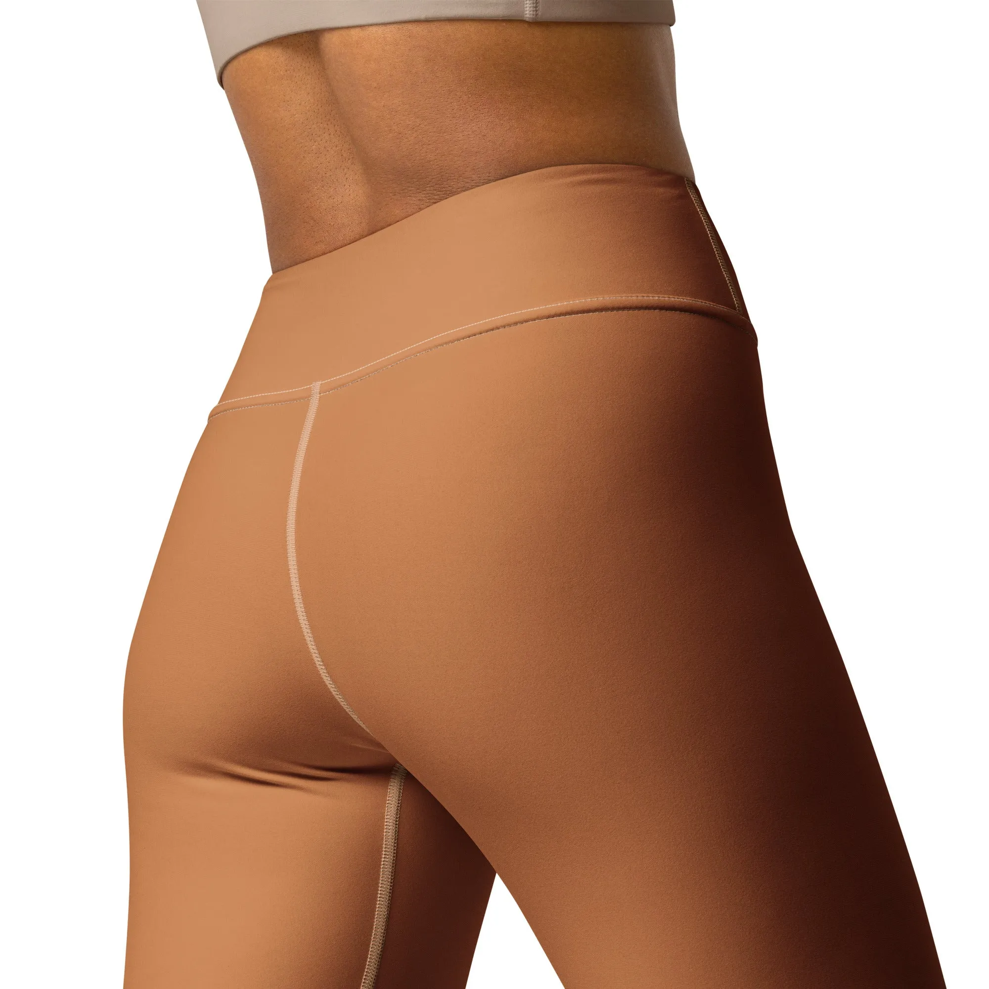 Effortless Movement: Women's Solid Color Yoga Pants - Raw Sienna