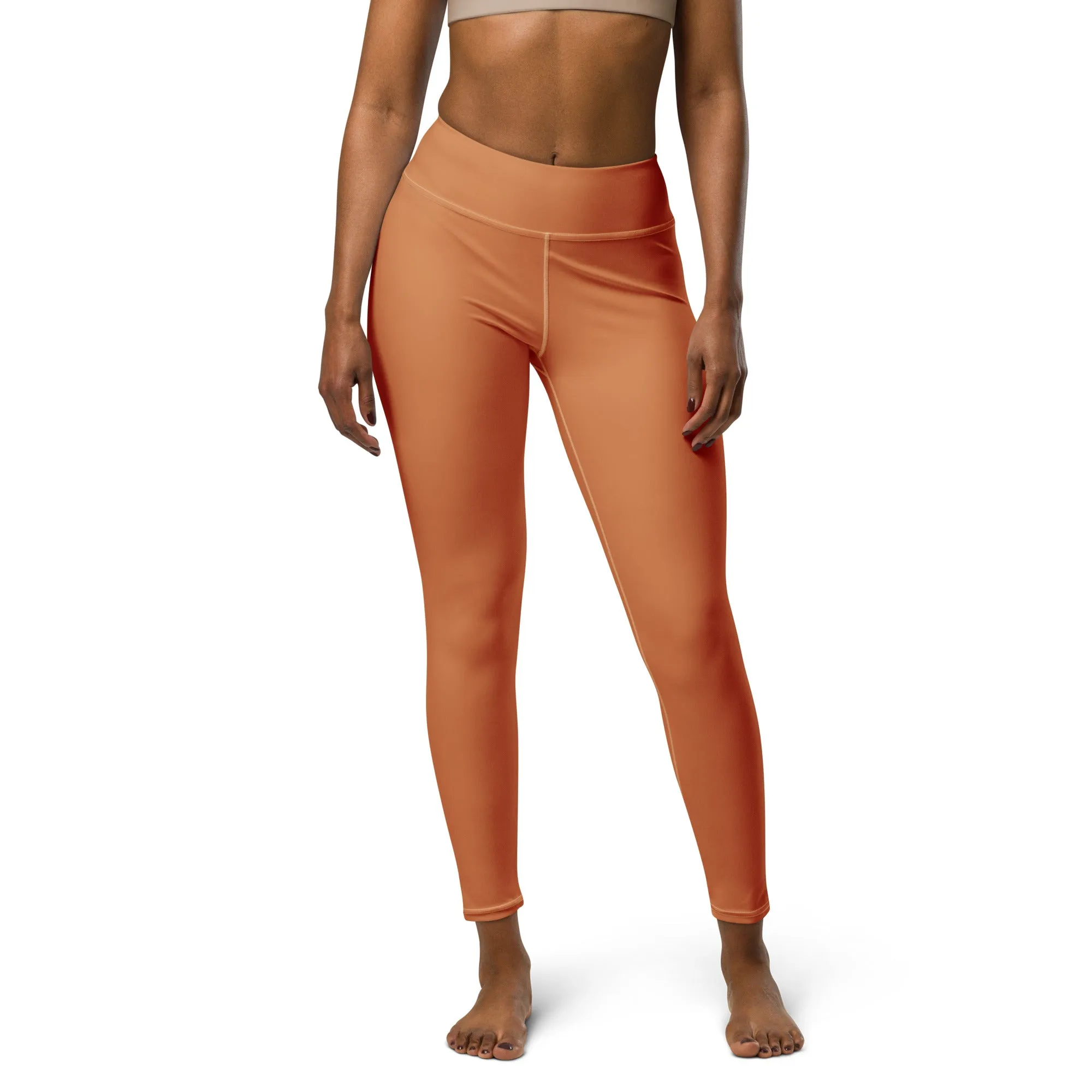 Effortless Movement: Women's Solid Color Yoga Pants - Raw Sienna