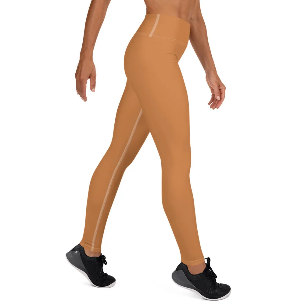 Effortless Movement: Women's Solid Color Yoga Pants - Raw Sienna