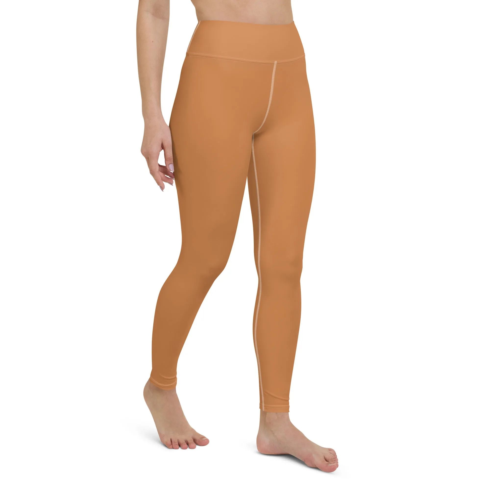 Effortless Movement: Women's Solid Color Yoga Pants - Raw Sienna