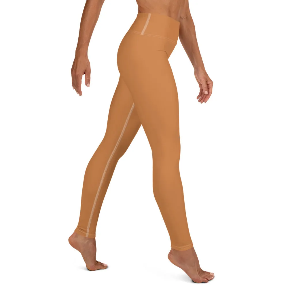 Effortless Movement: Women's Solid Color Yoga Pants - Raw Sienna