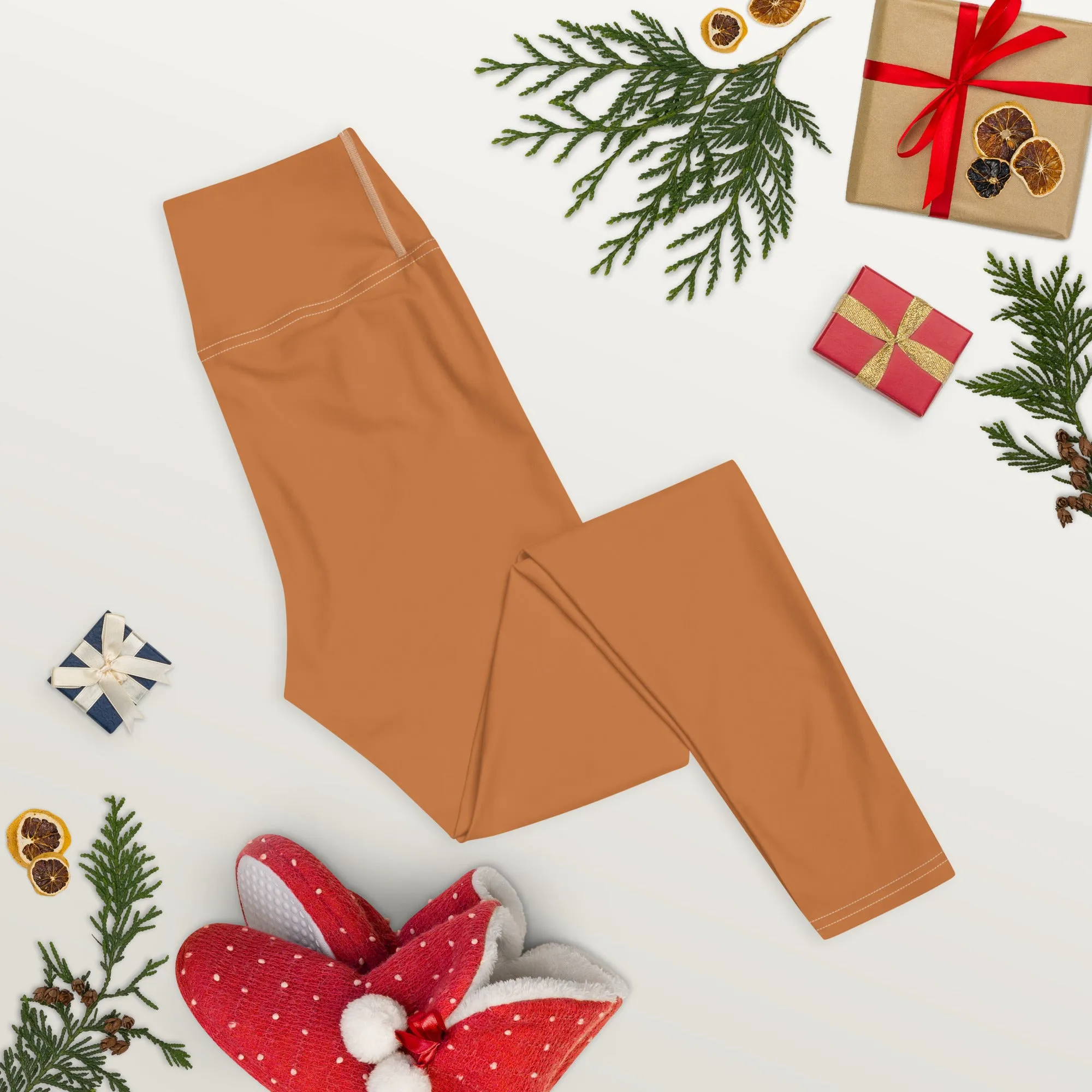 Effortless Movement: Women's Solid Color Yoga Pants - Raw Sienna