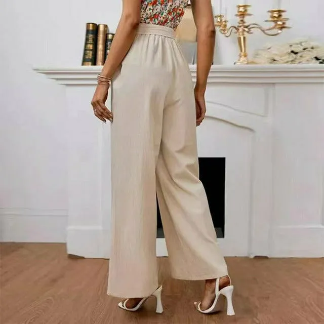 Elegant Solid Color Wide Leg Pants