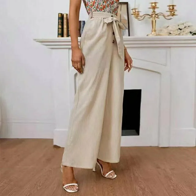 Elegant Solid Color Wide Leg Pants