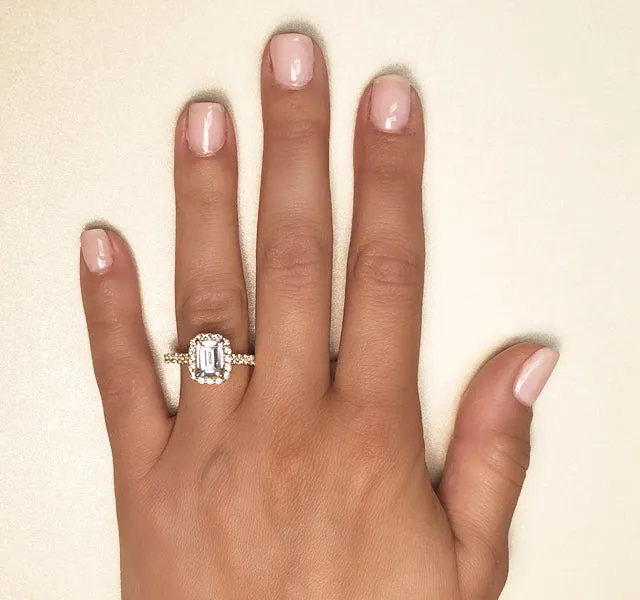 Emerald Cut Halo Setting with Diamonds in Shank