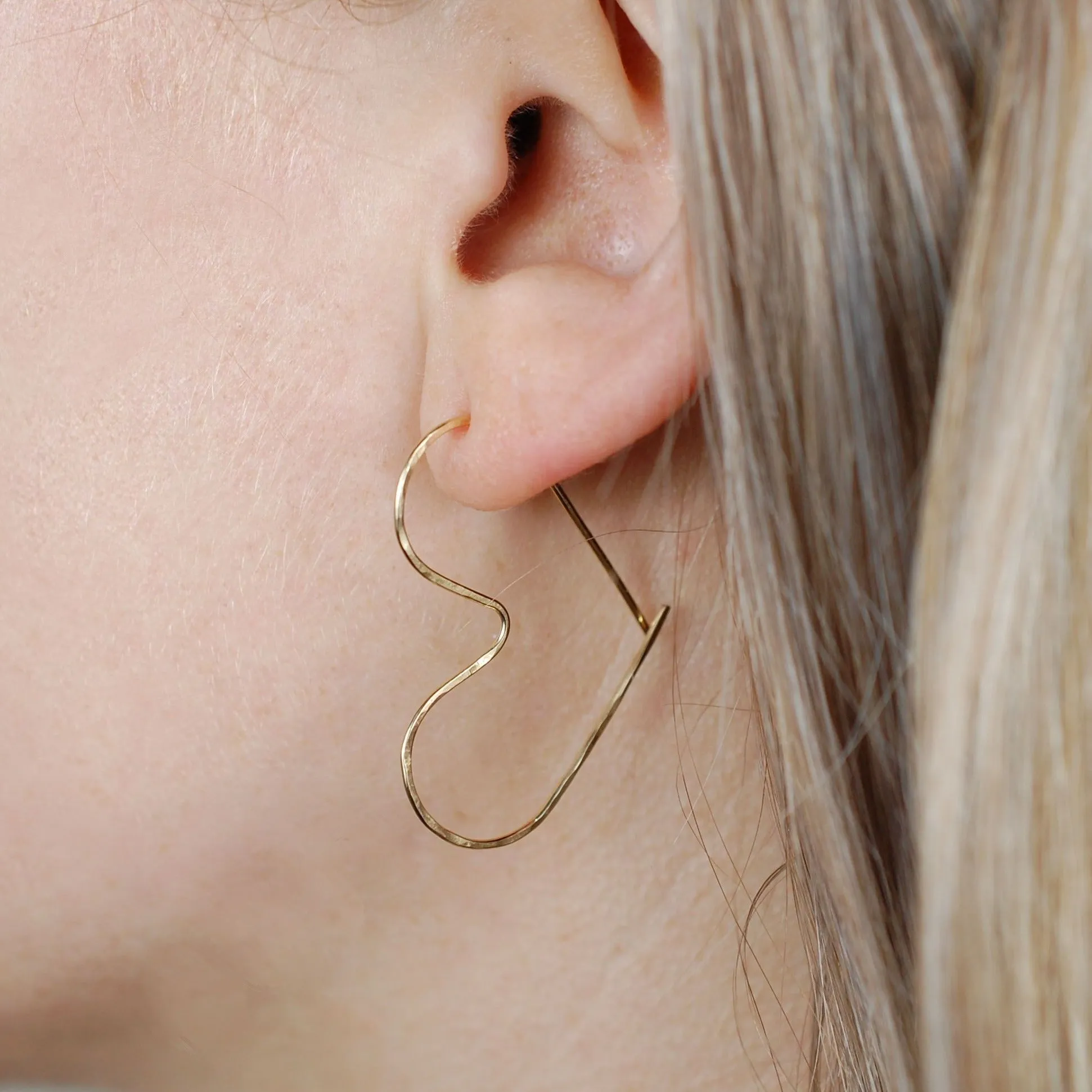 Gold Heart Hoops