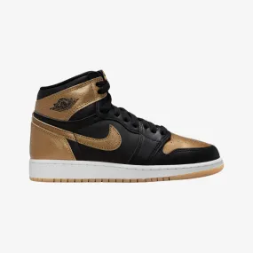 gradeschool jordan 1 retro high og (black/metallic gold)