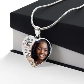 Guardian Angel Heart Photo Memorial Necklace