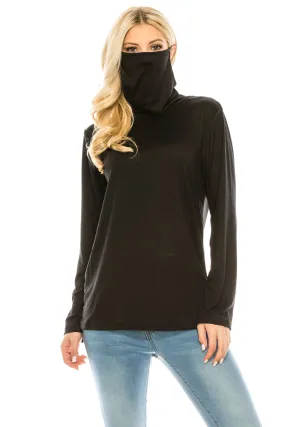 Haute Edition Cowl Neck Tee with Built-In Mask