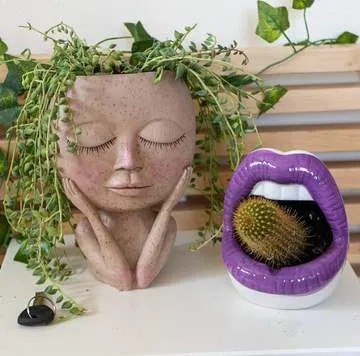 Head Face Planters Painted Plants Flower Pots Succulents Resin Planter Face Pot With Hole