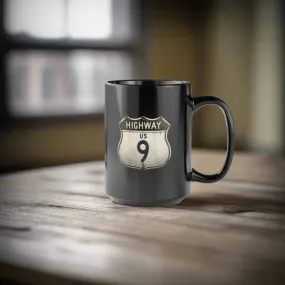 Highway 9 Black Mug, 15oz