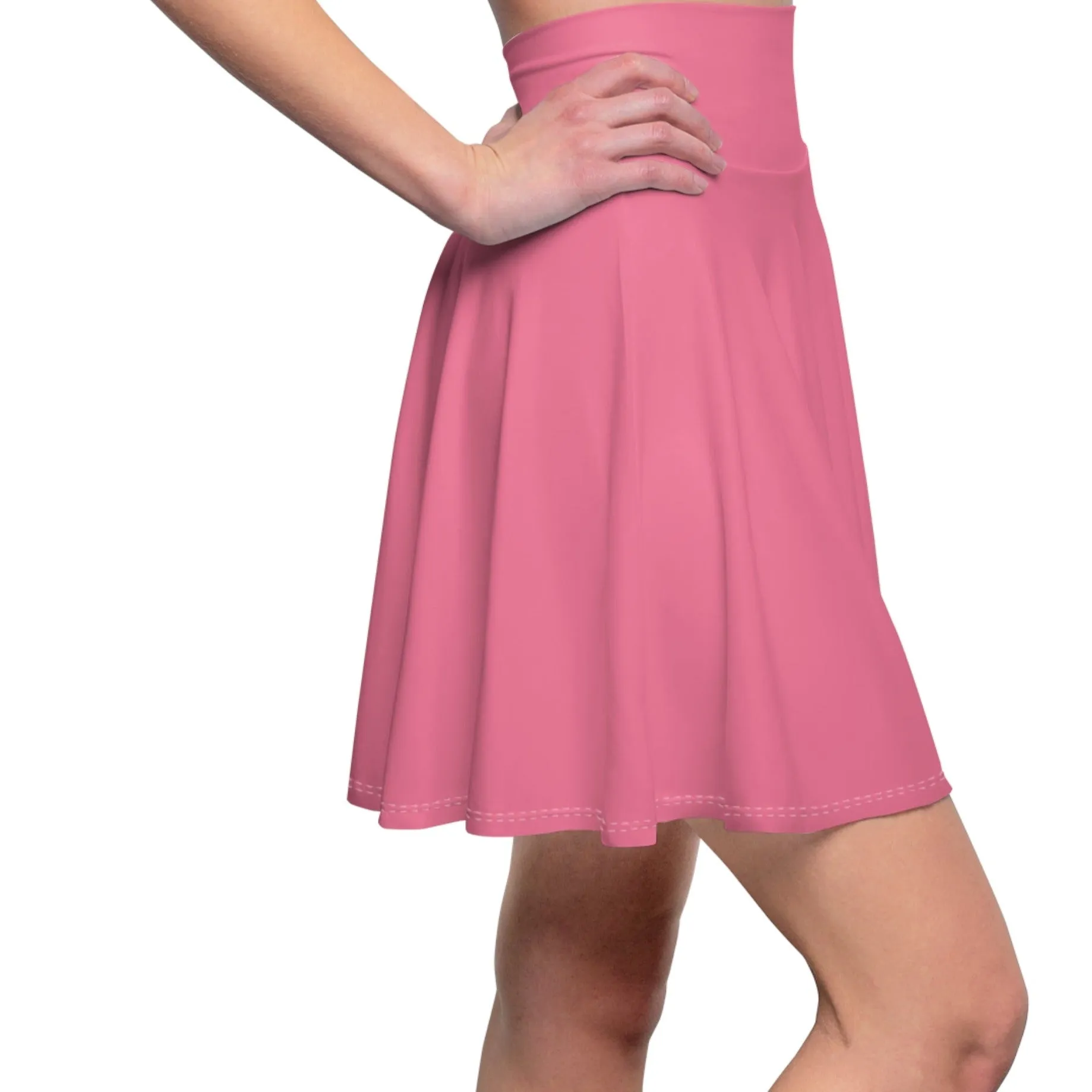 Hot Pink Up-Hearted Women's Skater Skirt (AOP)