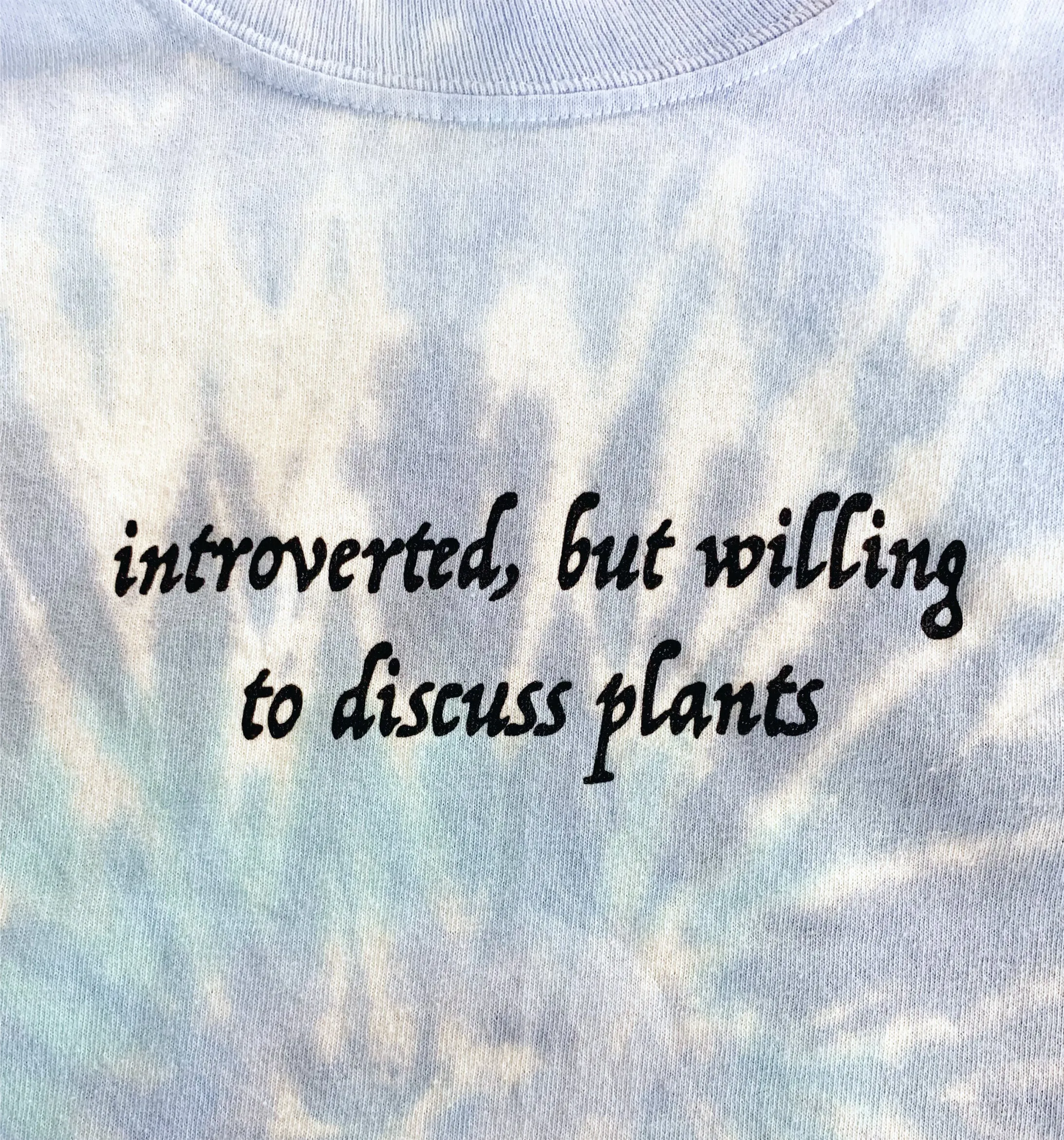 Introverted, But Willing to Discuss Plants Blue Tie-Dye Long Sleeve Unisex Tee