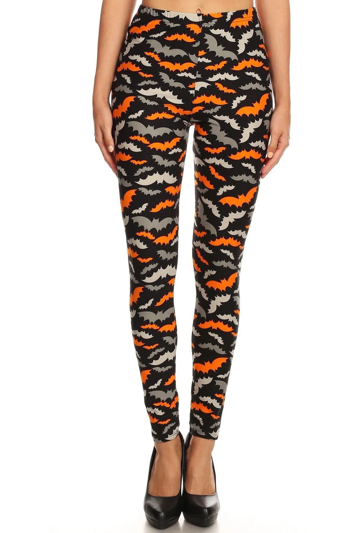 iZZYZX Women's Regular Halloween Colorful Bat Pattern Printed Leggings