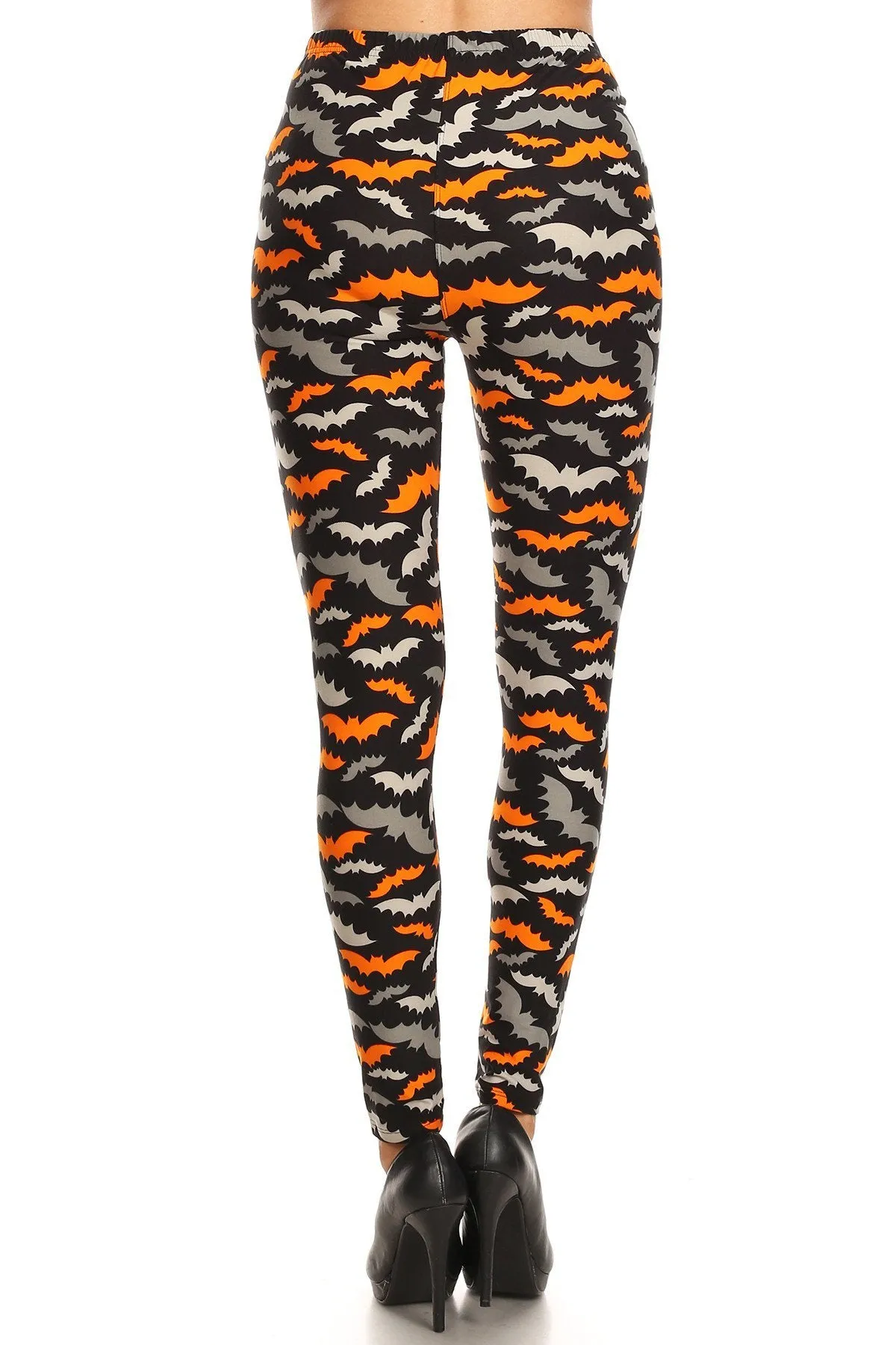 iZZYZX Women's Regular Halloween Colorful Bat Pattern Printed Leggings