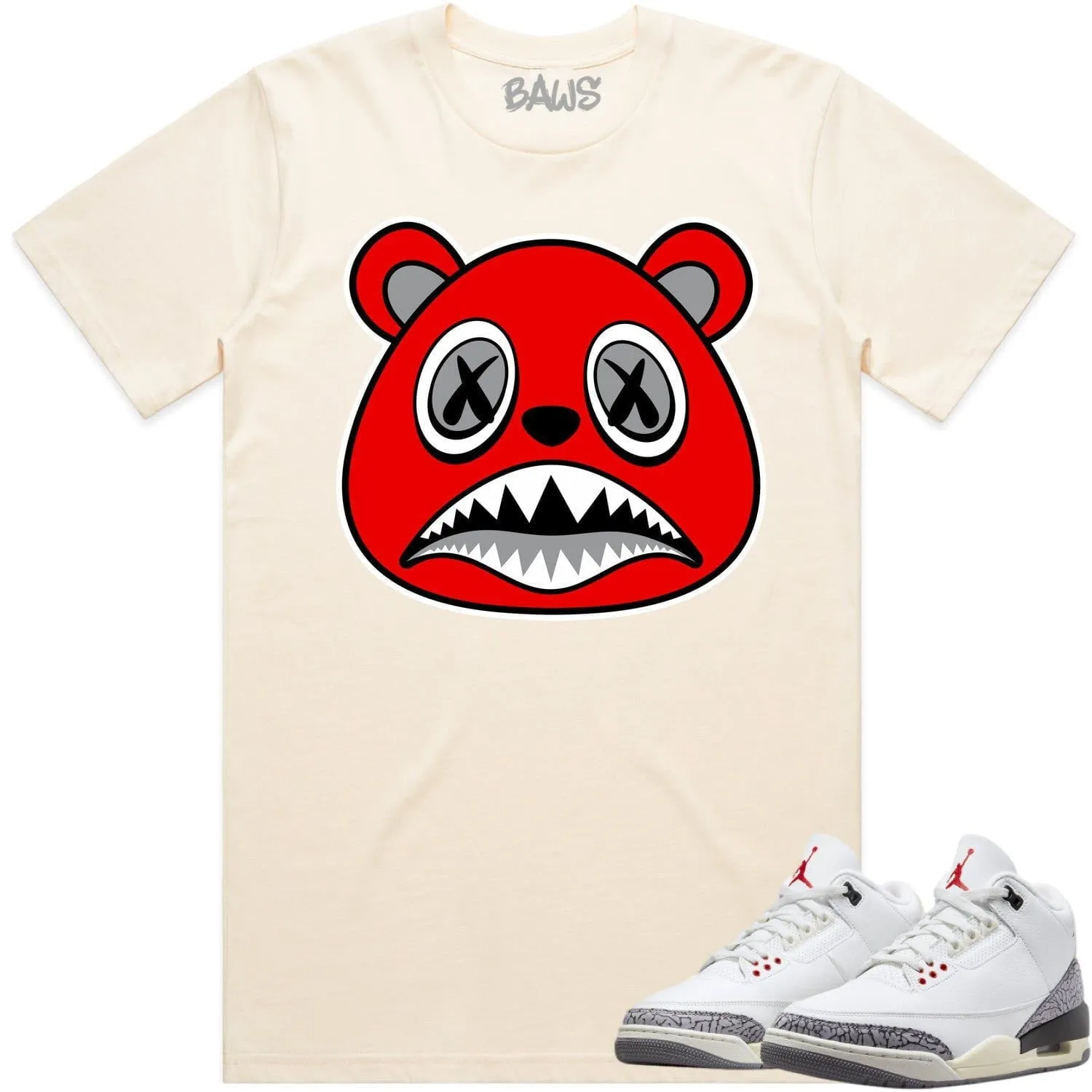 Jordan 3 White Cement 3s Shirt to Match - ANGRY BAWS BEAR