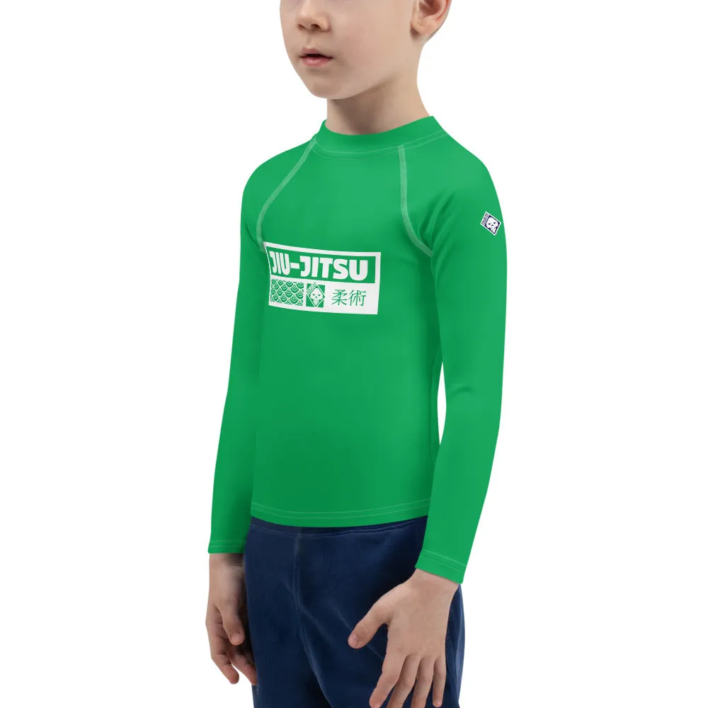 Kid's Boys Long Sleeve BJJ Rash Guard Jiu-Jitsu 009 - Jade