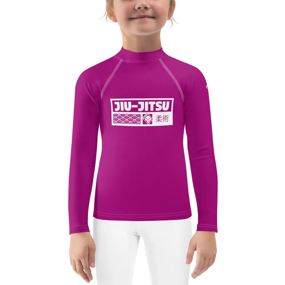 Kid's Girls Long Sleeve BJJ Rash Guard Jiu-Jitsu 014 - Fresh Eggplant