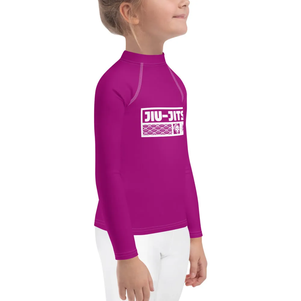 Kid's Girls Long Sleeve BJJ Rash Guard Jiu-Jitsu 014 - Fresh Eggplant