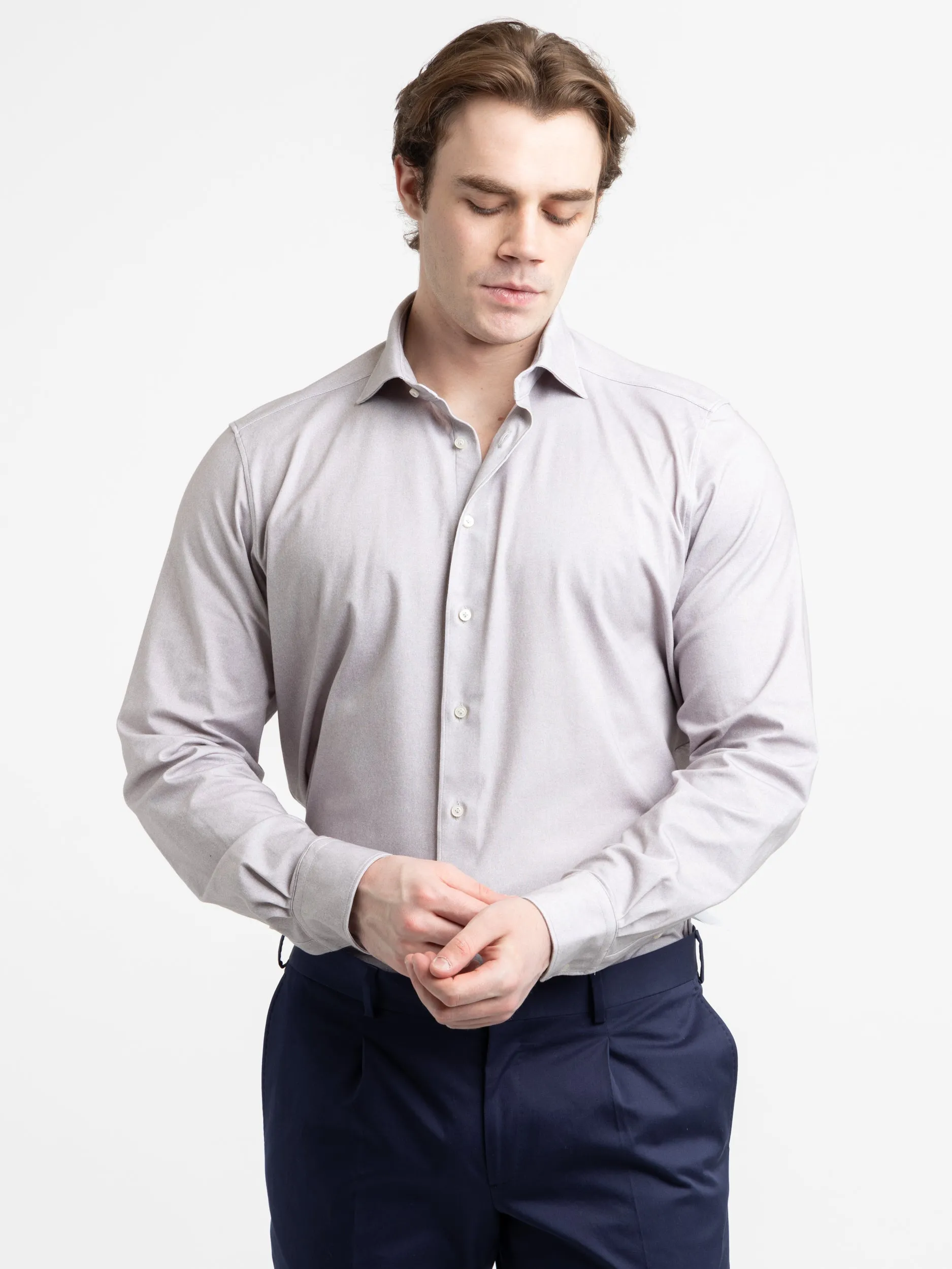 Light Grey 4-Flex Stretch Cotton Shirt