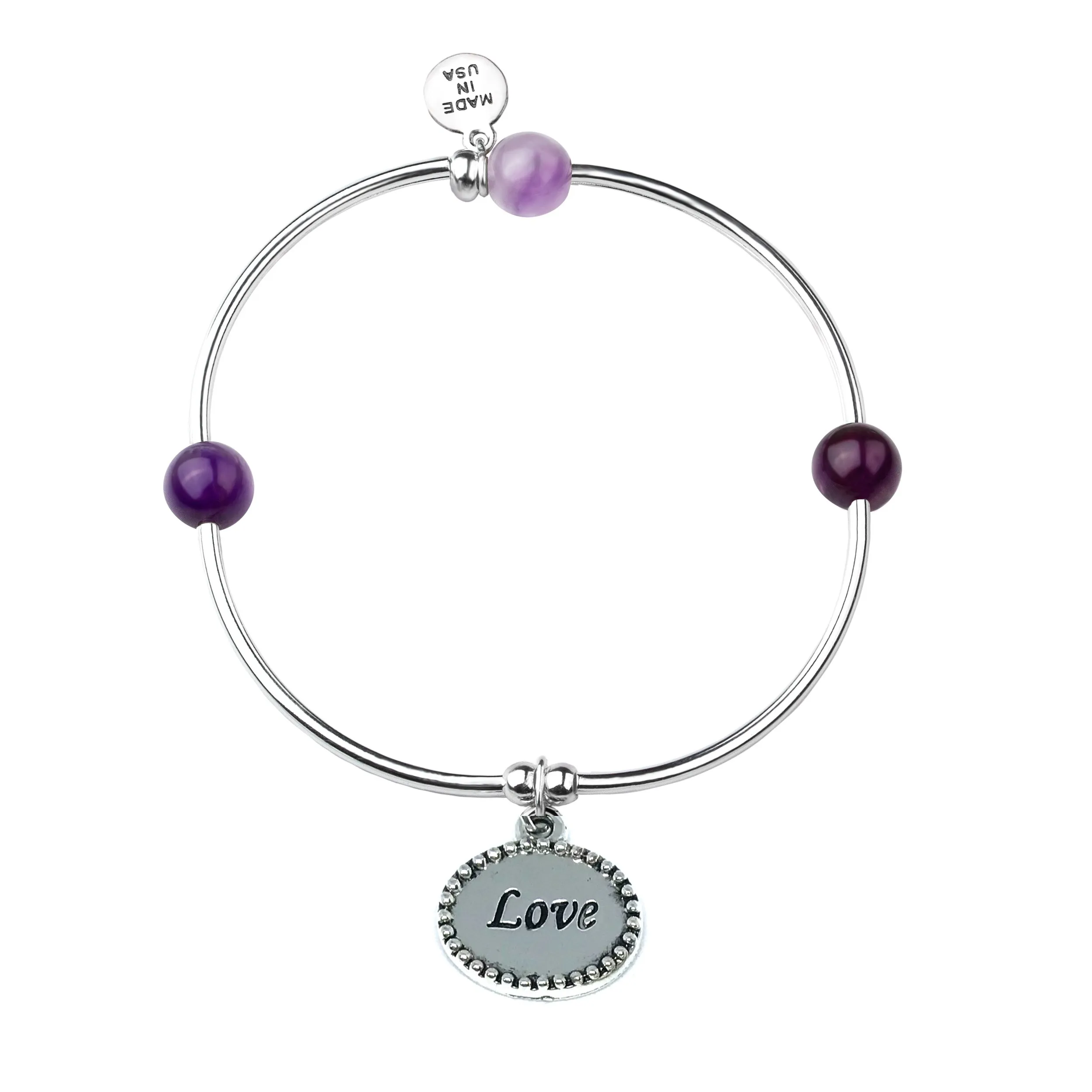 Love | Soft Bangle Charm Bracelet | Amethyst - Inspiration