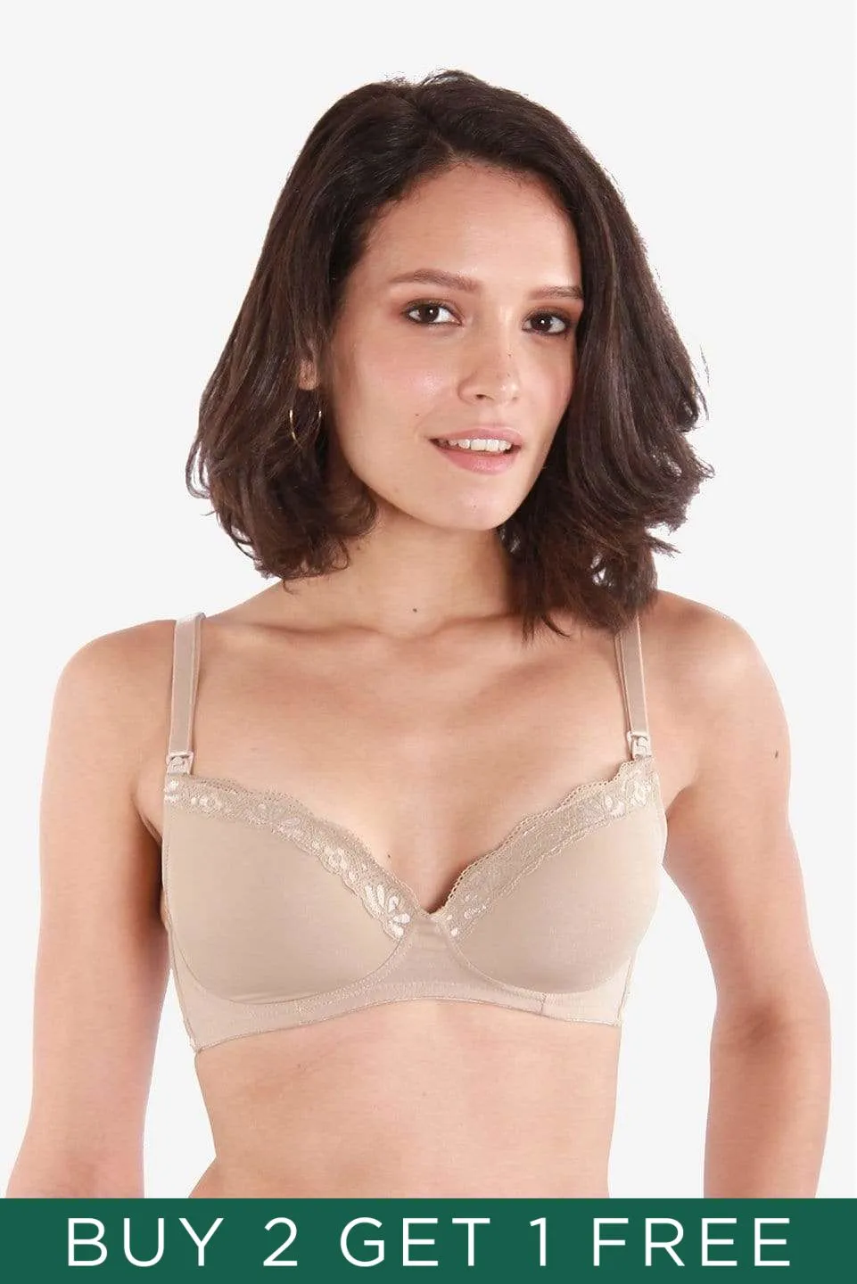 Mardiana Lace Microfibre Nursing Bra Nude