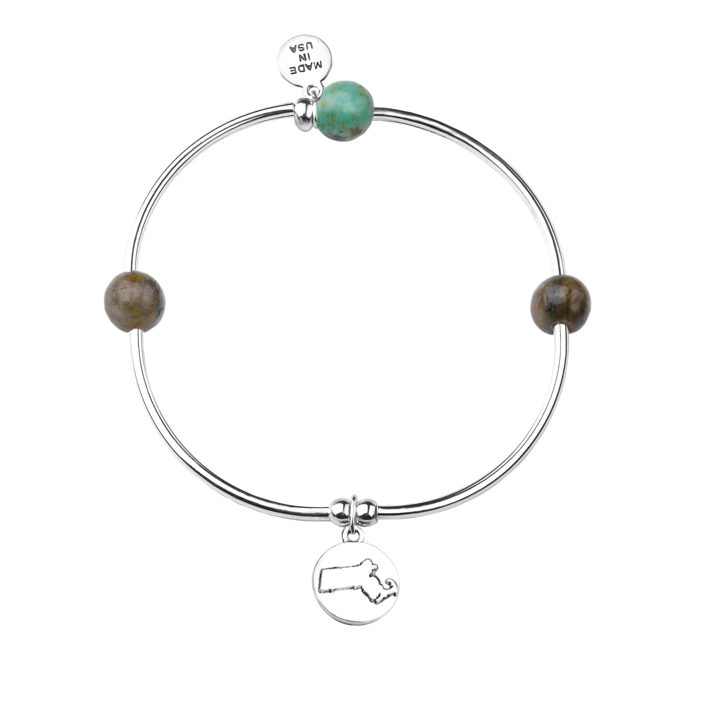 Massachusetts | Bangle Charm Bracelet | African Turquoise - Prosperity