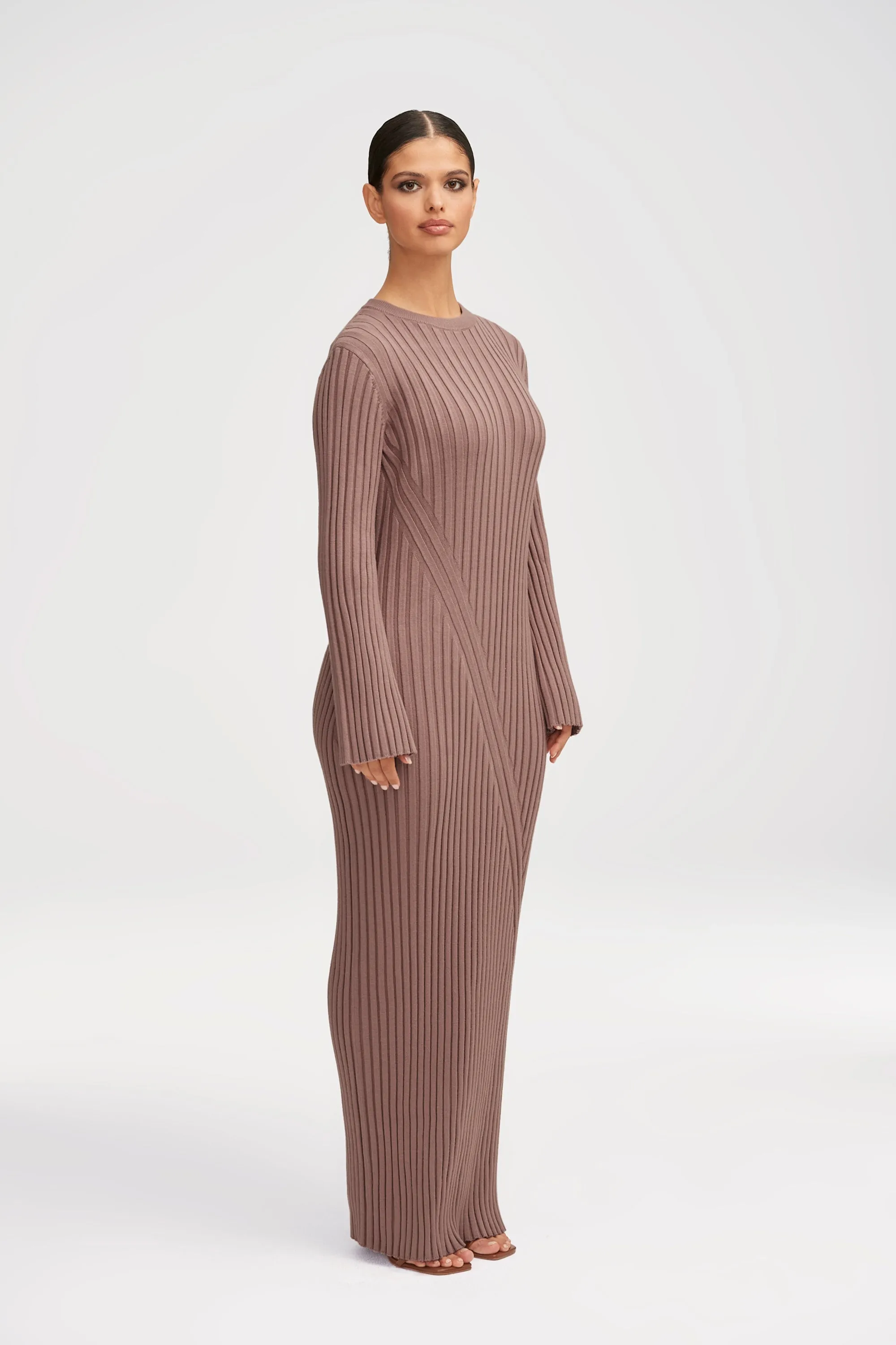 Melanie Ribbed Knit Maxi Dress - Taupe