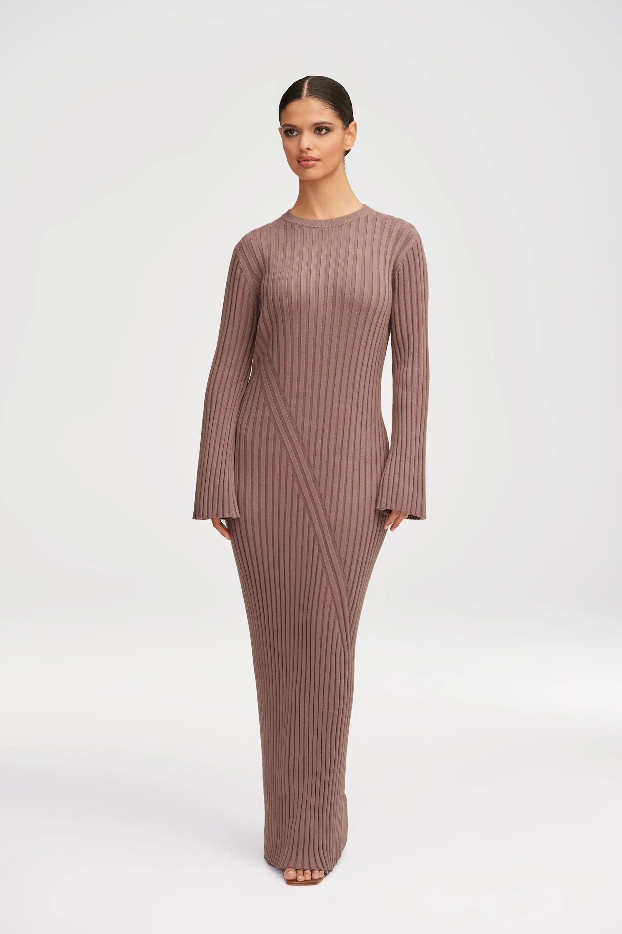 Melanie Ribbed Knit Maxi Dress - Taupe