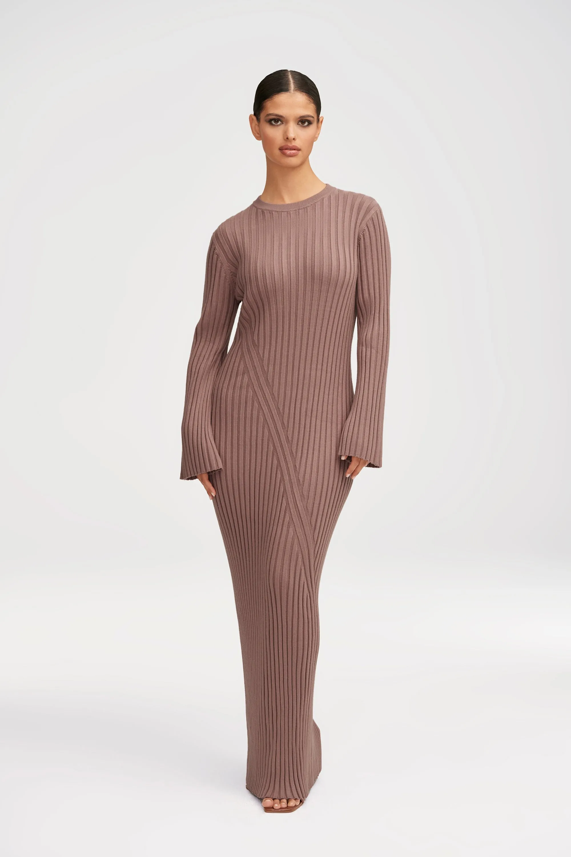 Melanie Ribbed Knit Maxi Dress - Taupe