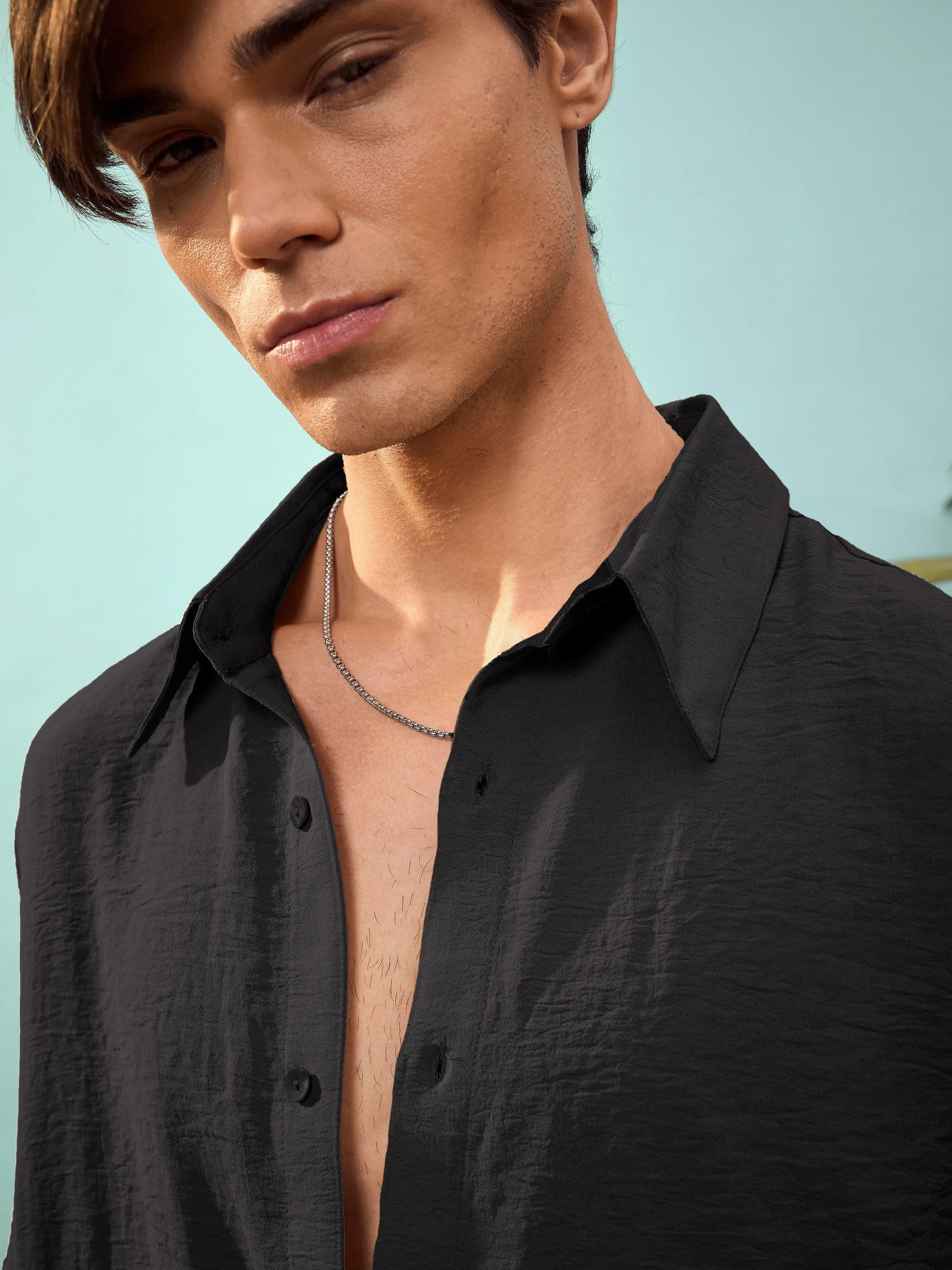 Men Black Relax Fit Shirt