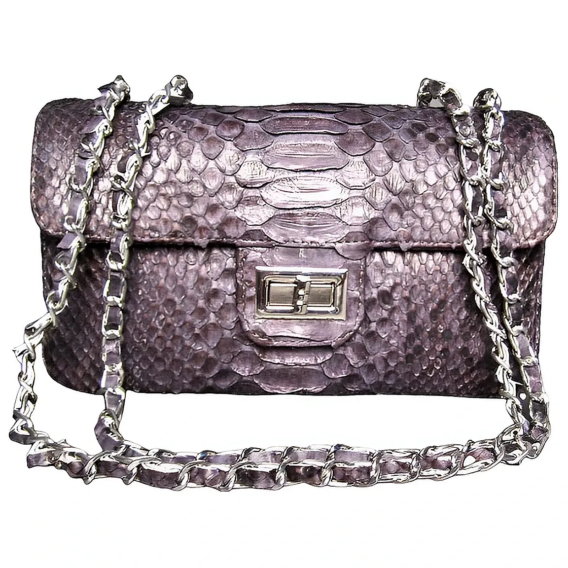 Metallic Grey Flap Bag LARGE