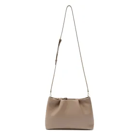 Midi Mayfair Leather Crossbody Bag, Oatmilk